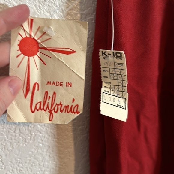 Vintage 70s High Waisted Wide Leg Trousers Red Size 20 Vintage (32inch Waist) - Picture 2 of 8